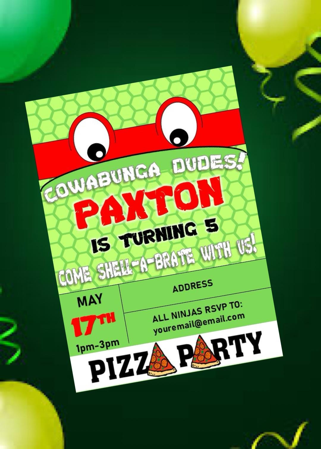Ninja Turtle Birthday Invitation, Digital Download, Invitations, Canva ...