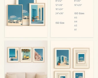 Amalfi Coast Print Set: Minimalist Italy Travel Posters (Digital Download)