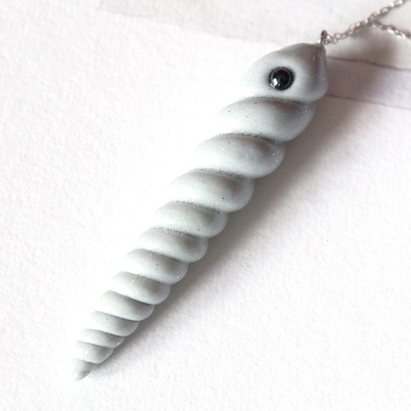 Reserved // Grey Mist Unicorn Horn Necklace with Hematite