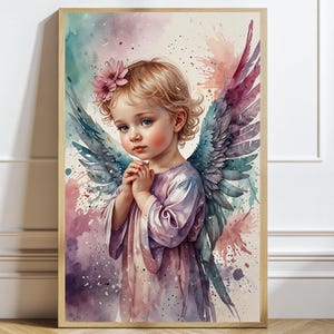 Enchanting Pink Beautiful Angel,Whimsical Cherub Wall Art,Stunning Angel Wings Home Decor,Printable Instant Download Deco Art,Angelic Gift