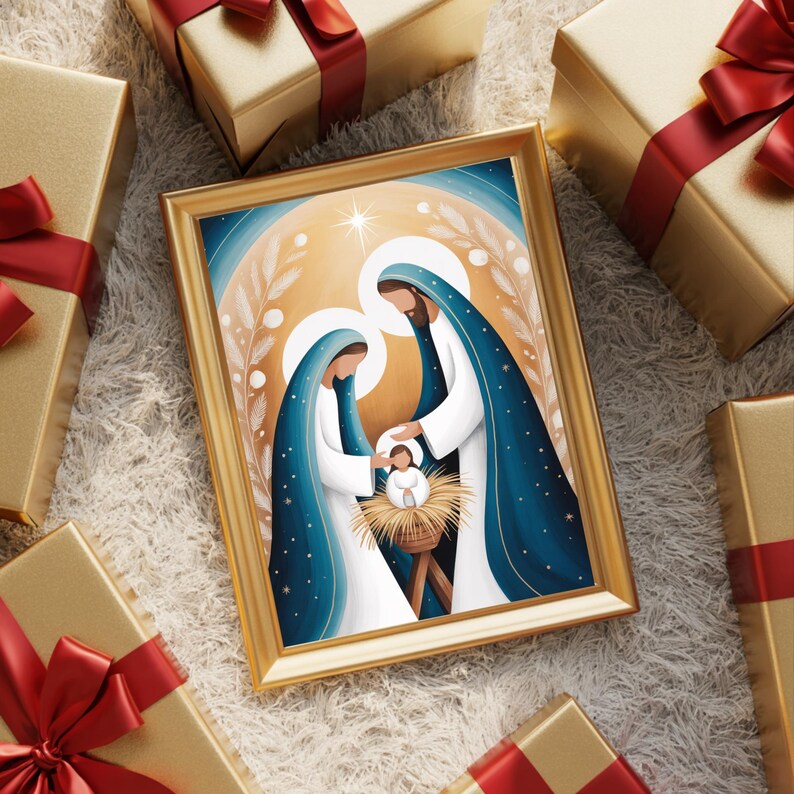 Modern Nativity Scene Printable With the Holy Family - Abstract ...