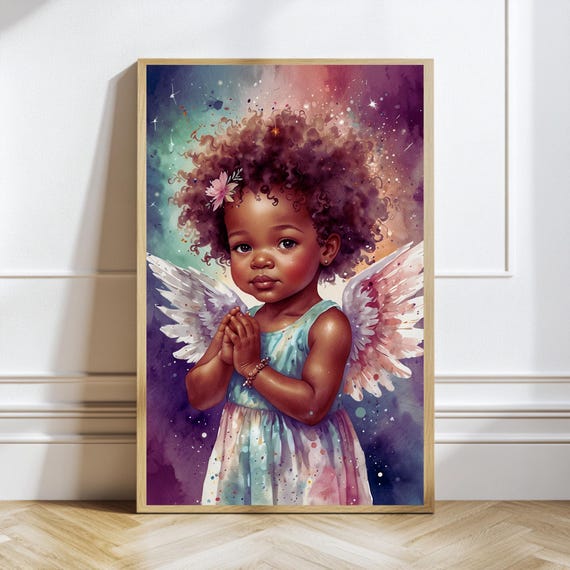 Whimsical Baby Angel Wall Art Print,delicate Cherub With Wings for