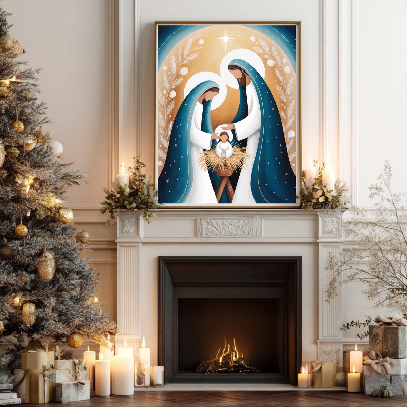 Modern Nativity Scene Printable With the Holy Family - Abstract ...