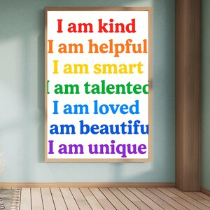Rainbow I am, rainbow bedroom affirmations, rainbow art, wall art, wall decor, affirmation, affirmation wall art, affirmation poster, I am