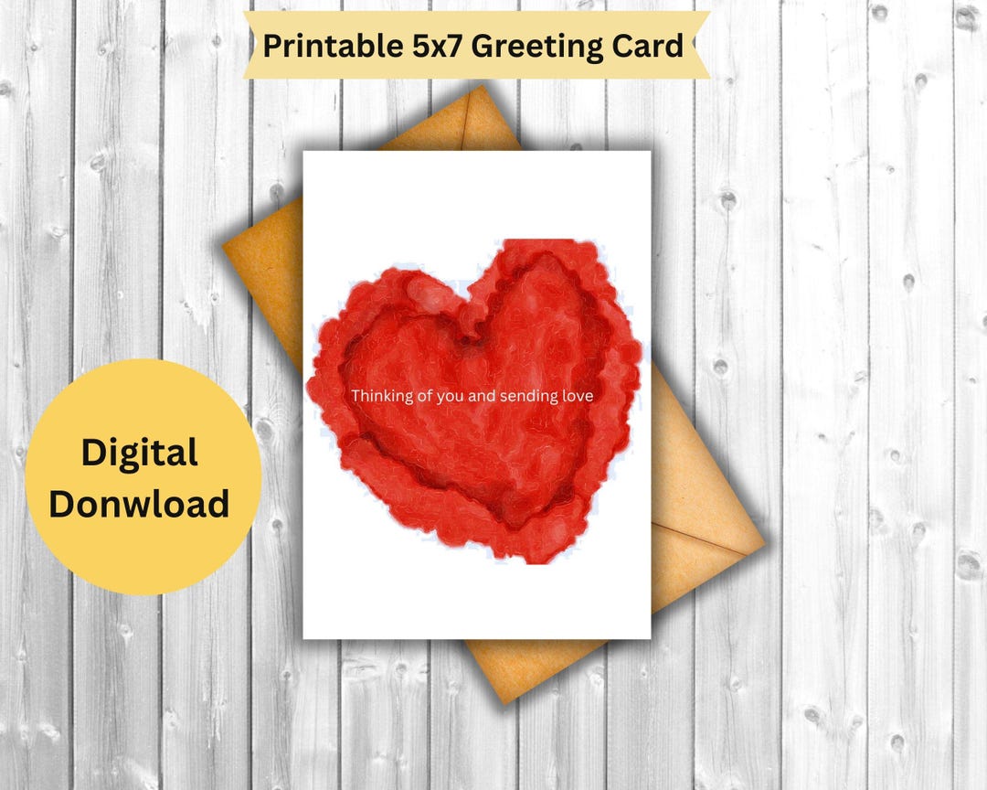 Thinking of You and Sending Love Greeting Card | Instant Download ...