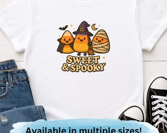 Sweet and Spooky Shirt, Kawaii Candy Corn Halloween Tee, Witch Mummy Vampire Shirt, Trick or Treat Shirt, Spooky Tee, Family Matching Shirts