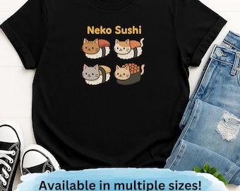 Neko Sushi Cat T Shirt, Kawaii Cat Sushi Tee, Cute Japanese Food Shirt, Funny Sushi Cat Shirt, Anime Cat Lover Gift, Family Matching Shirts