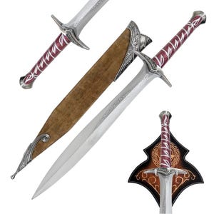 Handmade Movie Replica Engraved Stainless Steel Blade Medieval Styled Authentic Steel Sting Short Engraved sword with Wall Mounting Scabbard