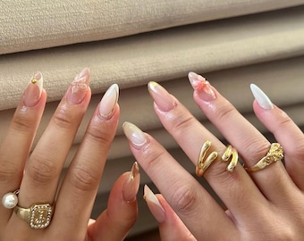 3D Floral Press On Nails /kawaii nails/gyaru nails/jelly nails/y2k nails/abstract nails/Floral Nails