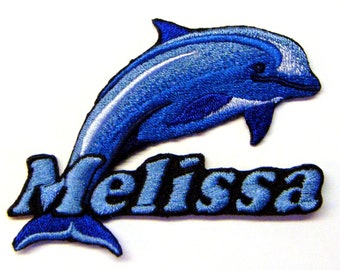 Happy Dolphin Embroidered Patch 4.75”x 3” sew or Iron On