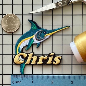 Patch nom personnalisé Marlin : appliqué thermocollant brodé personnalisé