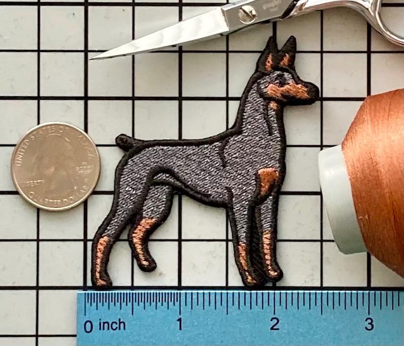 Doberman Pinscher Dog Patch Iron on No Name Doberman Black Tan