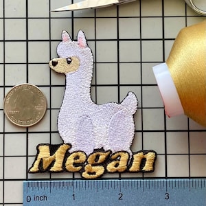 Personalized Llama Name Patch: Custom Embroidered Iron-On Applique