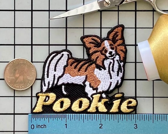パピヨン犬用カスタムワッペン：カスタム刺繍アイロン接着アップリケ
