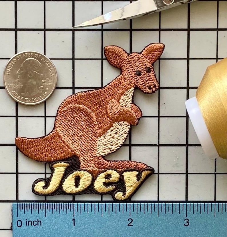 Personalized Kangaroo Name Patch: Custom Embroidered Iron-On Applique image 1