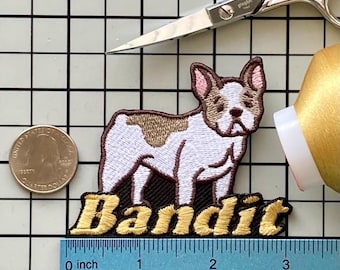 Parche de bulldog francés personalizado: aplique termoadhesivo bordado personalizado