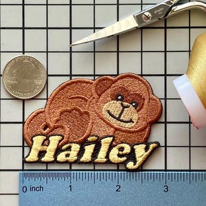 Personalized Monkey Name Patch: Custom Embroidered Iron-On Applique