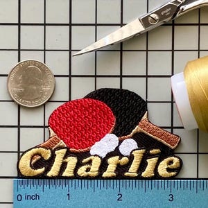Personalisierter Ping Pong Plattenspieler Aufnäher: Individuell gestickte Aufnäher