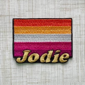 Personalized Lesbian Pride Flag Name Patch: Custom Embroidered Iron-On/Sew On/Hook & Loop Applique