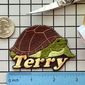 Personalized Tortoise Name Patch: Custom Embroidered Iron-On Applique
