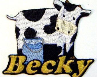 Cow Patch Embroidered Badge Iron Or Sew On 10cm x 8cm