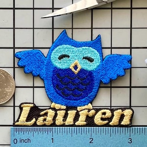 Personalisierte Eule Name Patch: Individuell gestickte Applikation zum Aufbügeln