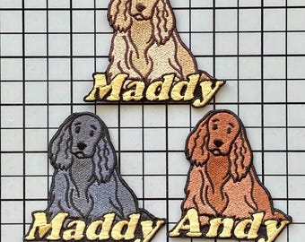 Parche de perro Cocker Spaniel personalizado: aplique termoadhesivo bordado personalizado