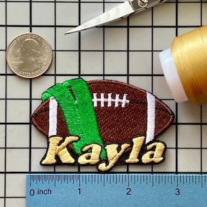 Personalized Flag Football Patch/Custom Name/Iron-on 3&quot;(W) by 2&quot;(H)/Fun Badge/Decorative Embroidered Applique/Sports Lover Gift/Team Spirit