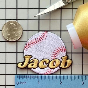 Personalized Baseball Patch/Custom Name/Iron-on 2" dia/Fun Badge/Decorative Embroidered Applique/Sports Lover Gift/Team Spirit
