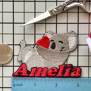 Personalized Koala Name Patch: Custom Embroidered Iron-On Applique