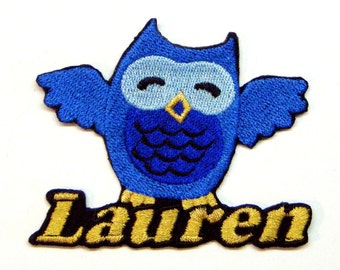 Blue Owl Custom Personalized Iron-on Patch