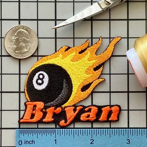 Personalisierter Billard Pool 8 Ball Patch / benutzerdefinierter Name / zum Aufbügeln 2 3/4 "x 2 1/4" / lustiges Abzeichen / dekorative gestickte Applikation / Geschenk für Sportliebhaber