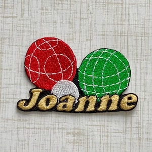 Personalized Bocce Name Patch: Custom Embroidered Iron-On Applique