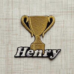 Personalized Trophy Name Patch: Custom Embroidered Iron-On Applique