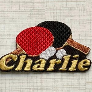 Personalized Ping Pong Table Tennis Name Patch: Custom Embroidered Iron-On Applique