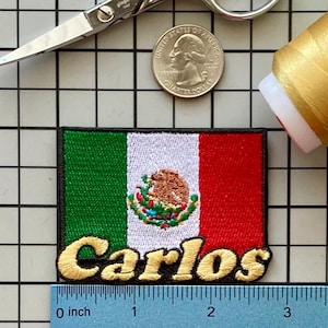 Gepersonaliseerde Mexicaanse vlagnaampatch: op maat gemaakte geborduurde opstrijkappliqué