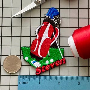 Personalized Golf Bag Name Patch: Custom Embroidered Iron-On Applique