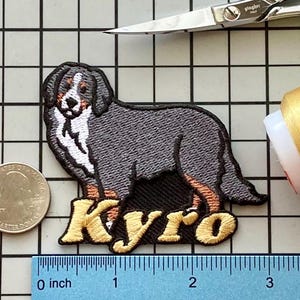 Personalized Bernese Mountain Dog Patch: Custom Embroidered Iron-On Applique