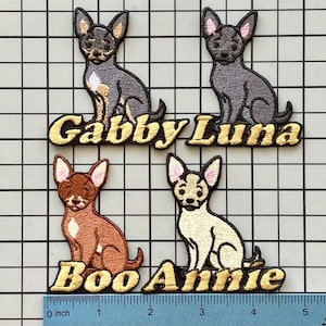 Patch personalizado para cachorro Chihuahua: aplique bordado e termocolante personalizado