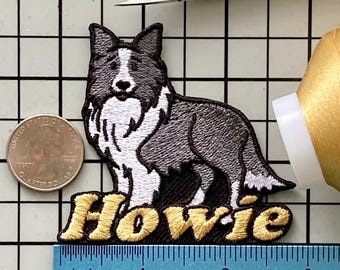 Personalisierter Border Collie Hund Patch: Individuell gestickte Applikation zum Aufbügeln