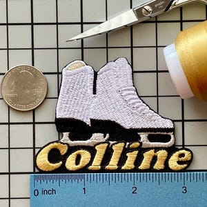 Gepersonaliseerde schaatsen geborduurde patch: aangepaste naam opstrijkappliqué
