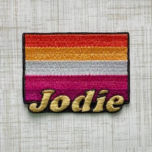 Personalized Lesbian Pride Flag Name Patch: Custom Embroidered Iron-On/Sew On/Hook & Loop Applique
