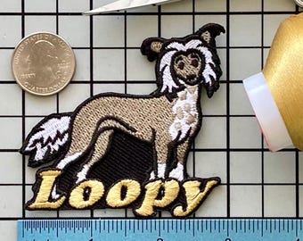 Personalized Chinese Crested Dog Patch: Custom Embroidered Iron-On Applique