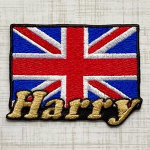 Personalized UK Flag Name Patch: Custom Embroidered Iron-On Applique
