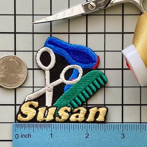 Personalized Hair Stylist Embroidered Patch: Custom Name Iron-On Applique