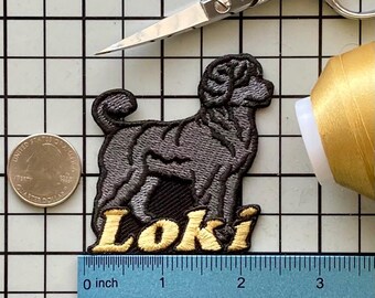 Portugieser Wasserhund Aufnäher: Individuell gestickte Applikation zum Aufbügeln
