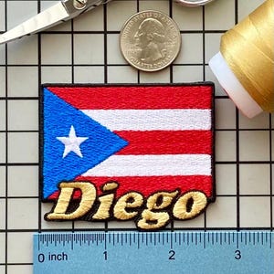 Personalized Puerto Rico Flag Patch: Custom Embroidered Iron-On Applique