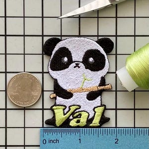 Personalized Panda Name Patch: Custom Embroidered Iron-On Applique