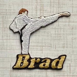 Parche personalizado con nombre de karate masculino: aplique termoadhesivo bordado personalizado