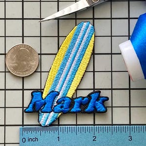 Personalized Surfing Name Patch: Custom Embroidered Iron-On Applique